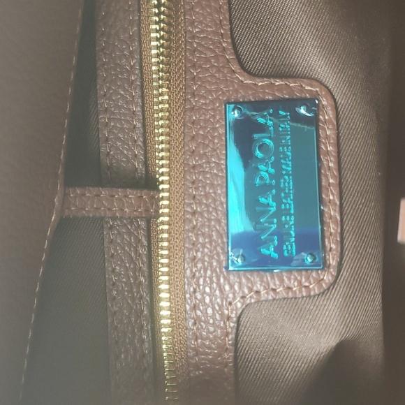 2047- Anna Paola Genuine Leather Brown Handbag Made In Italy NWT - Picture 10 of 12